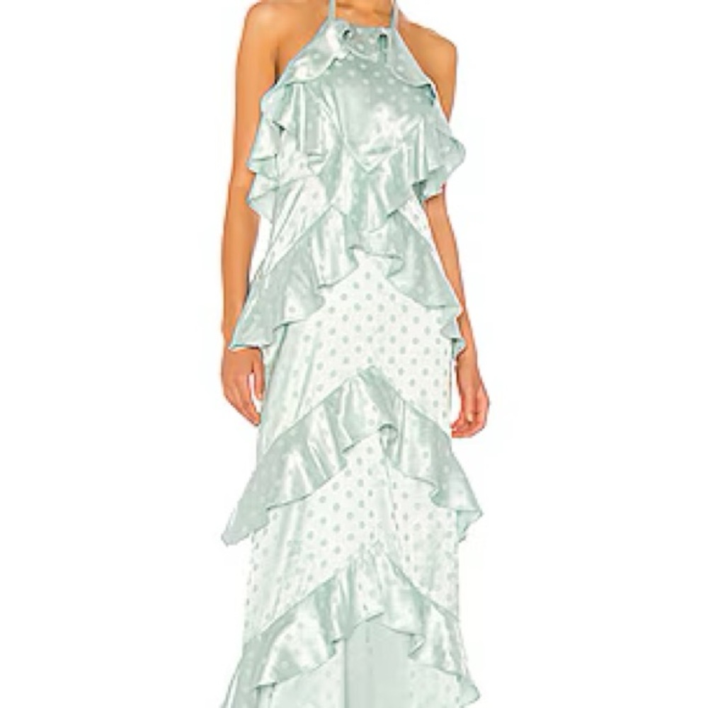 HOUSE OF HARLOW Elegant Mint Green Ruffle Dress